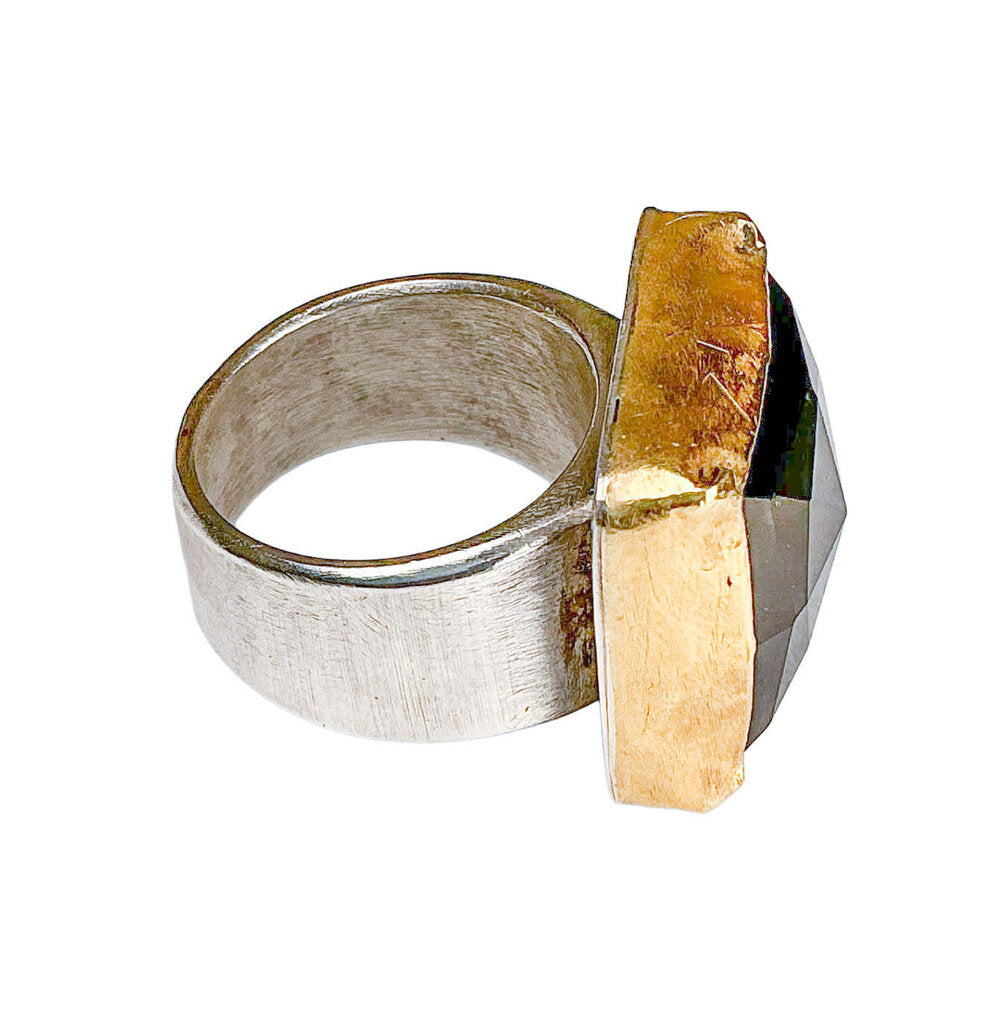 Nava Zahavi 24k Gold & Silver Ring w. Topaz
