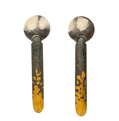 Agnes Seebass Oxidized Silver & 24KG Drop Earrings