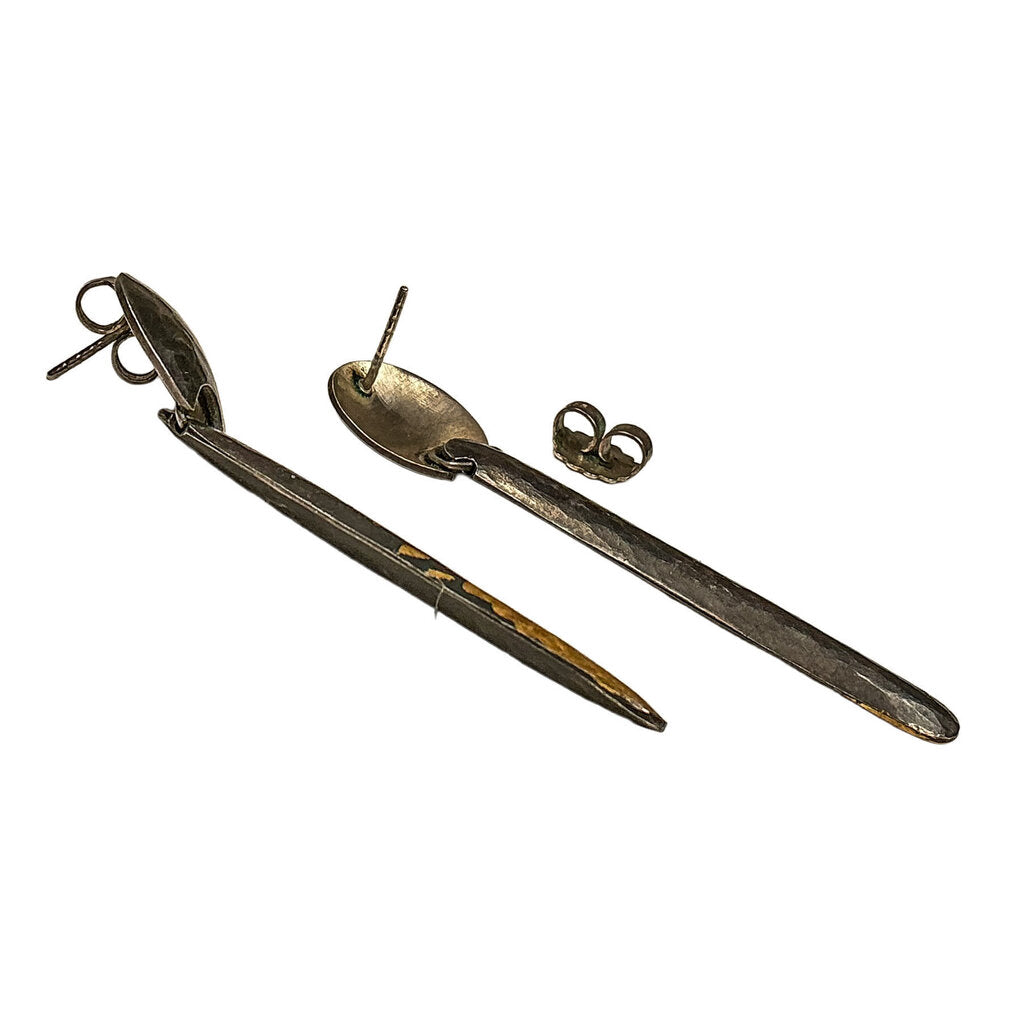 Agnes Seebass Oxidized Silver & 24KG Drop Earrings
