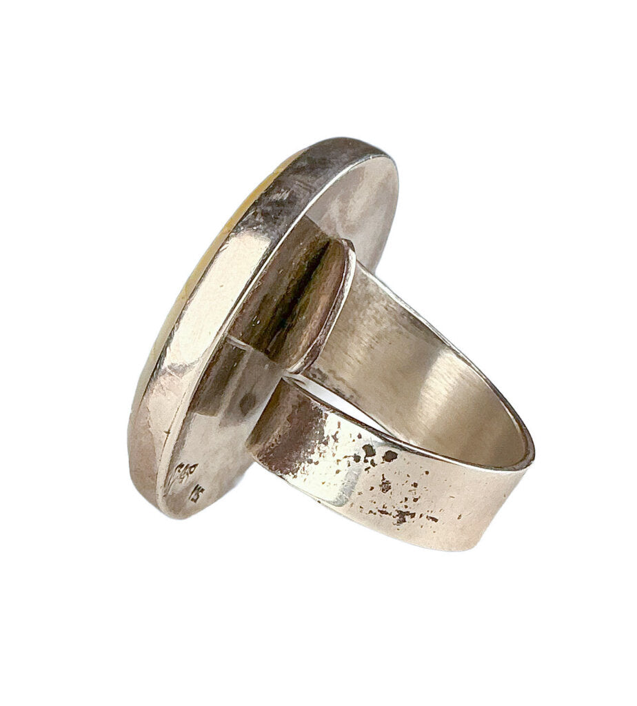 MOP & Sterling Silver Ring, Adjustable