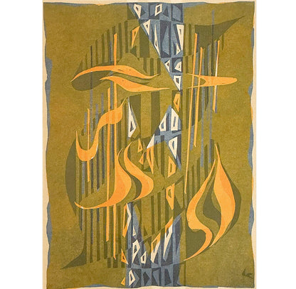 "Strand Sinfonie" Erich Muller-Kraus. Signed/Numbered Colored Woodblock.