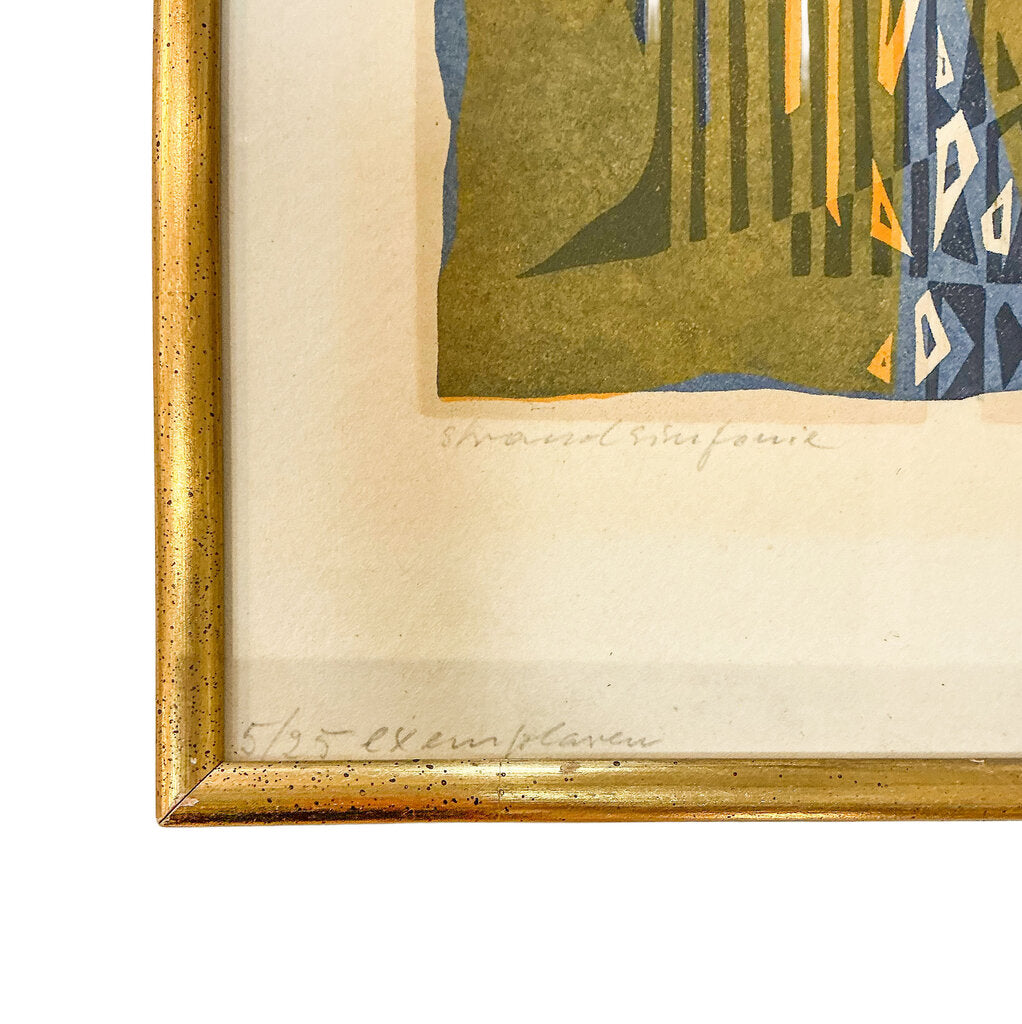 "Strand Sinfonie" Erich Muller-Kraus. Signed/Numbered Colored Woodblock.