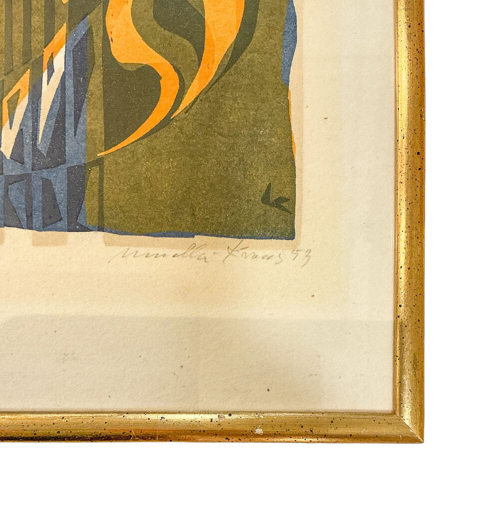 "Strand Sinfonie" Erich Muller-Kraus. Signed/Numbered Colored Woodblock.
