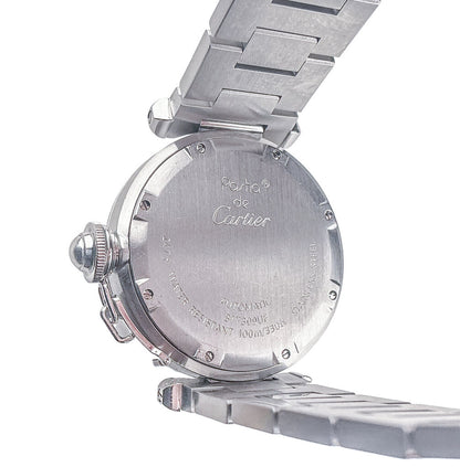 Cartier Pasha C Big Date Pink Dial Stainless Steel Wristwatch