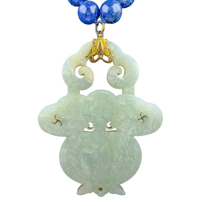 Lapis Lazuli & Jadeite Bead Necklace w14K YG