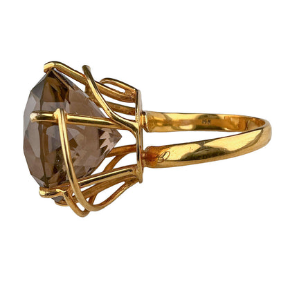 Custom-made 14 K YG Smoky Topaz Cocktail Ring