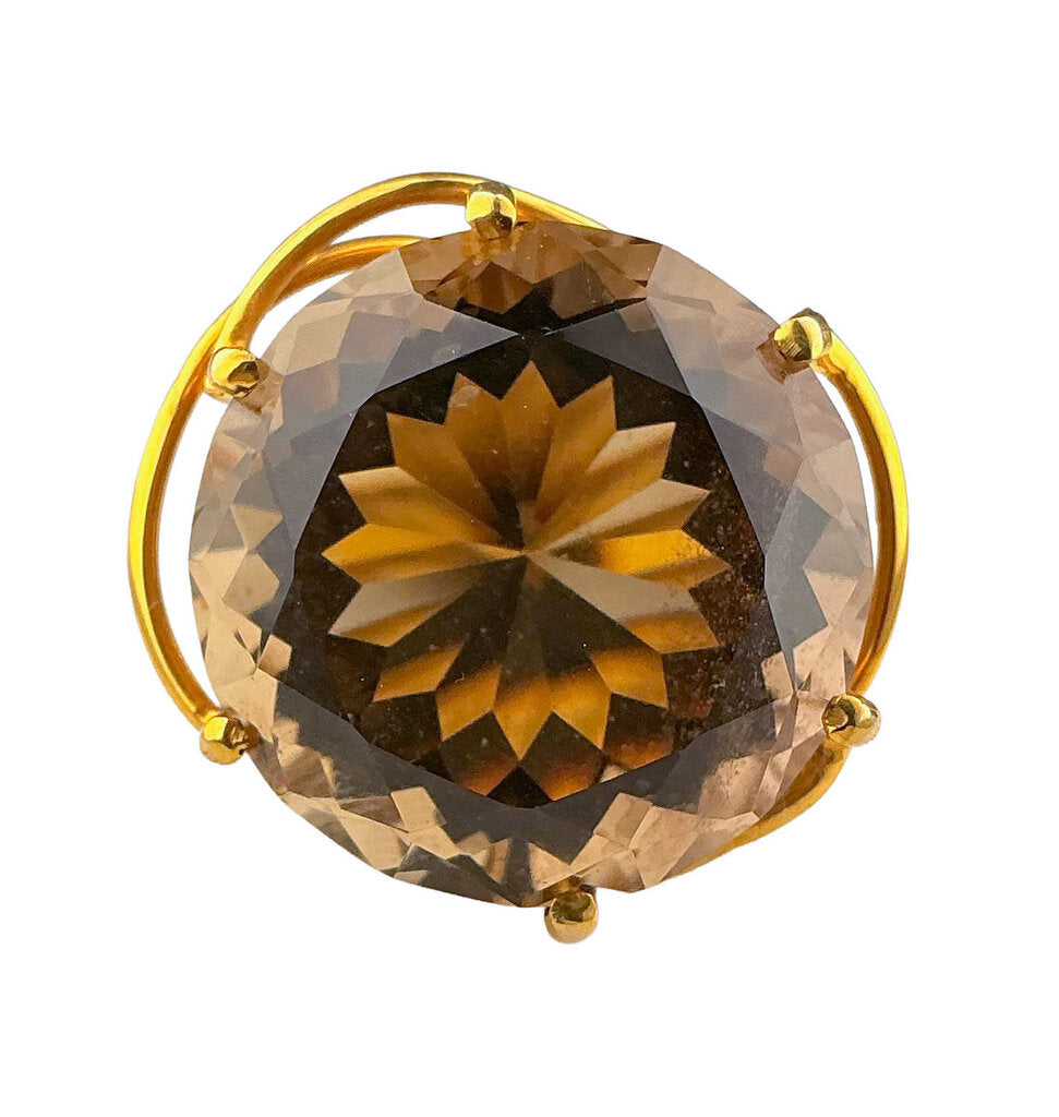 Custom-made 14 K YG Smoky Topaz Cocktail Ring