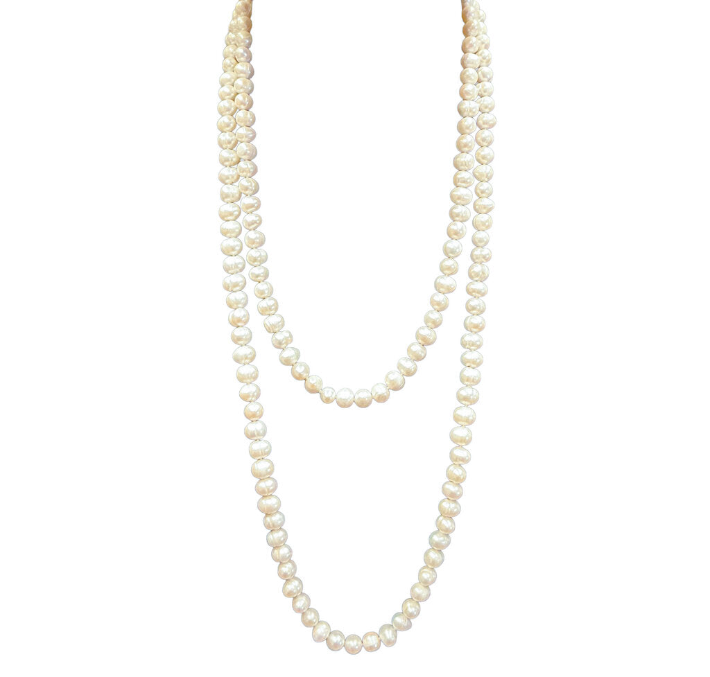 Knotted Freshwater Pearl Rope Necklace