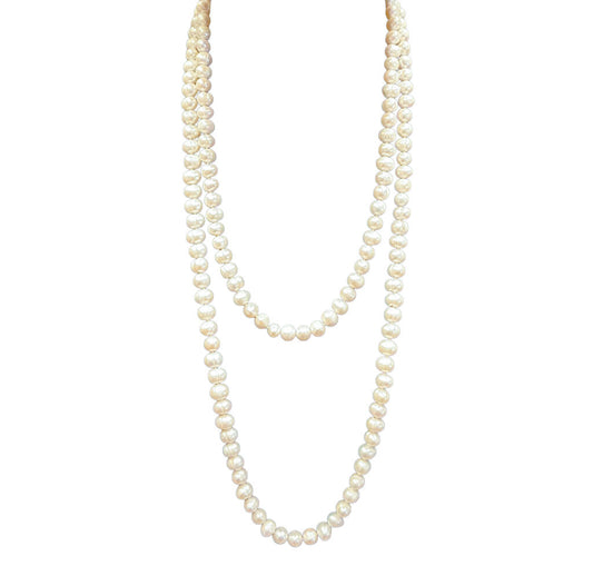 Knotted Freshwater Pearl Rope Necklace