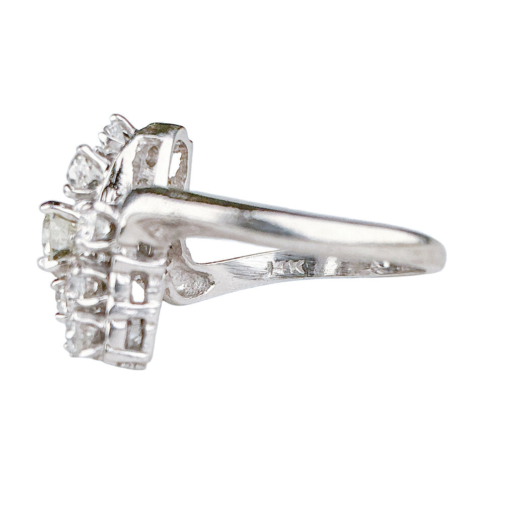 VIntage 14K WG & Diamond Bypass Cocktail Ring