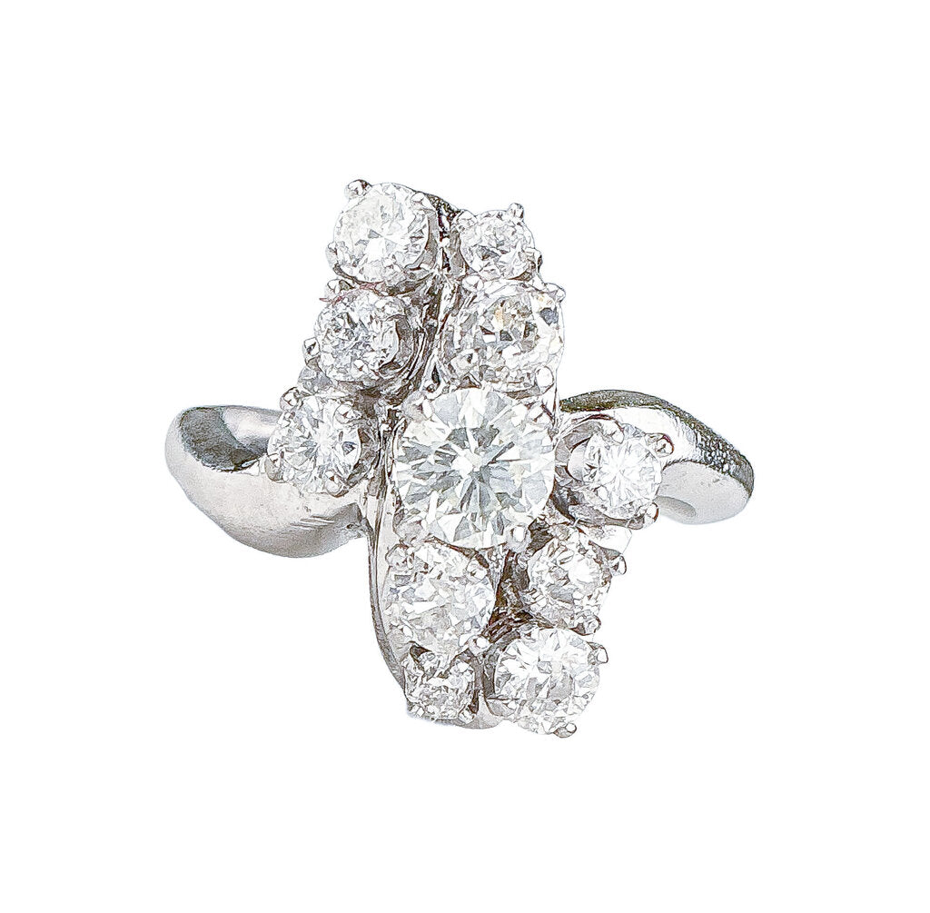 VIntage 14K WG & Diamond Bypass Cocktail Ring