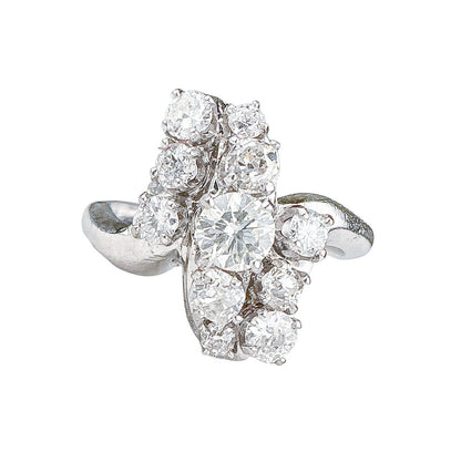 VIntage 14K WG & Diamond Bypass Cocktail Ring