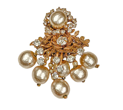 Miriam Haskell Baroque Pearl & Rhinestone Brooch