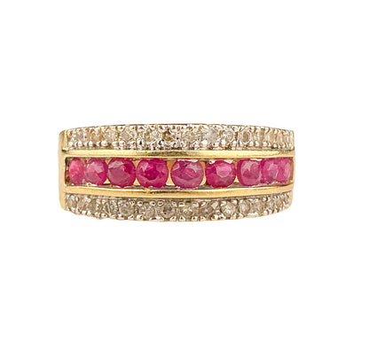 14K YG Ruby & Diamond Channel-Set Band