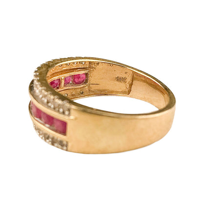 14K YG Ruby & Diamond Channel-Set Band