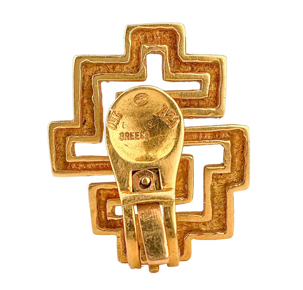 Vintage LALAoUNIS 18K YG Geometric Clip Earrings