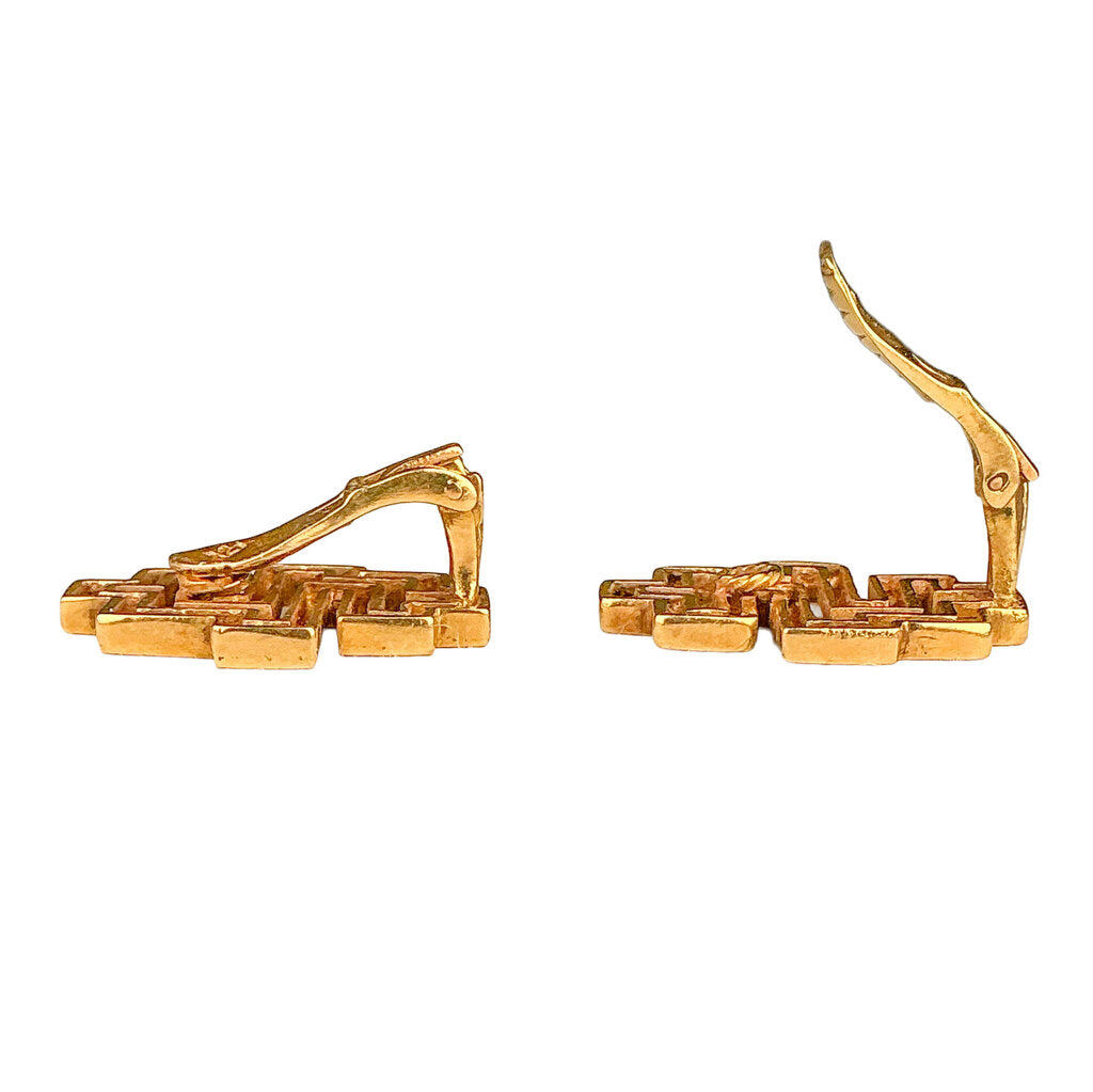 Vintage LALAoUNIS 18K YG Geometric Clip Earrings