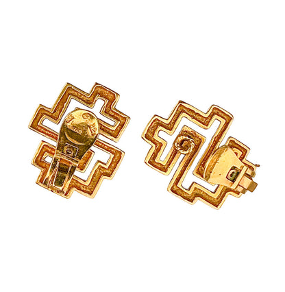 Vintage LALAoUNIS 18K YG Geometric Clip Earrings