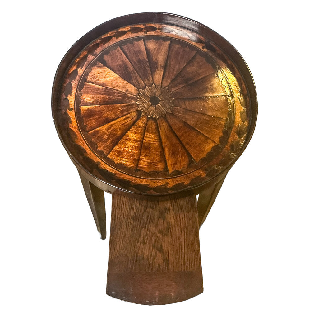 English Sheraton Style Inlaid Mahogany Urn Table