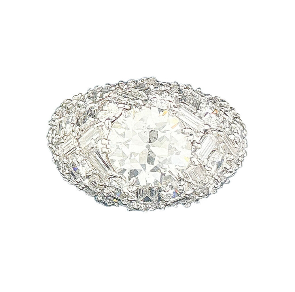 Stunning Vintage 2.5ct H1 S1 Diamond Solitaire w Baguettes & Brilliant Cut Diamonds