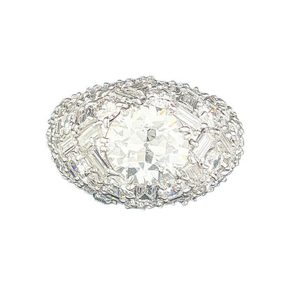 Stunning Vintage 2.5ct H1 S1 Diamond Solitaire w Baguettes & Brilliant Cut Diamonds