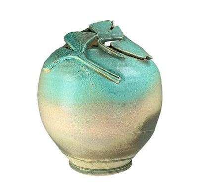 Ginko Leaf Studio Pottery Vase, Signed Jessica Steinhauser