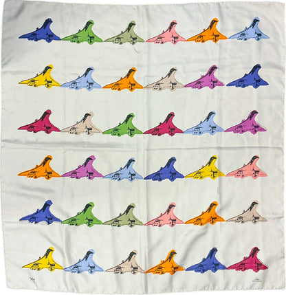 Vntg Air France Concorde Silk Scarf by Jean Boggio