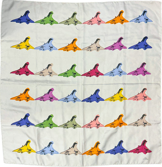 Vntg Air France Concorde Silk Scarf by Jean Boggio