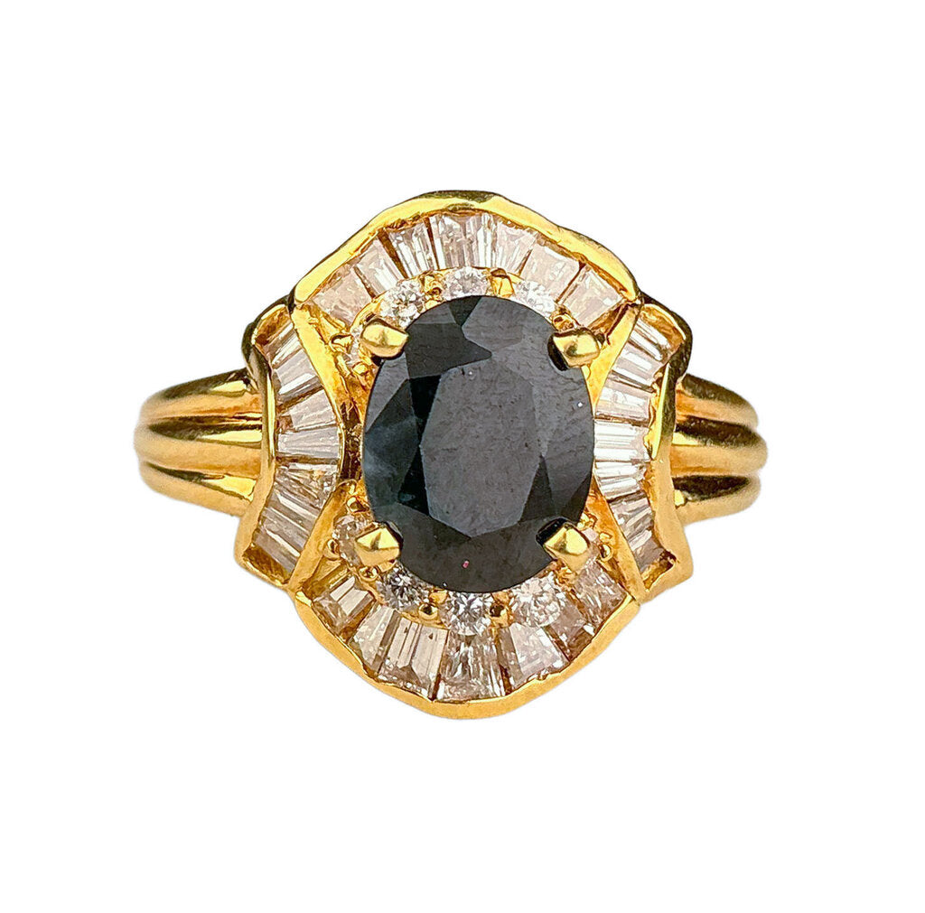18k YG Sapphire & Diamond Ring