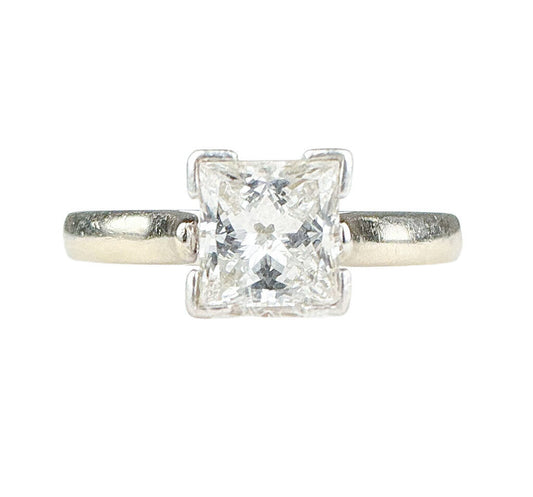 14k & Platinum Set Princess Cut Diamond Ring, 1.01 ct