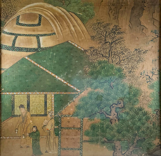 Japanese Screen Painting of Domestic Scene