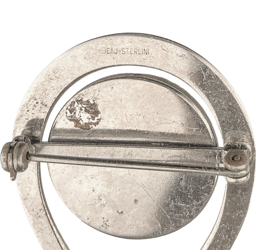 Vintage Sterling Essex Crystal Equestrian Pin