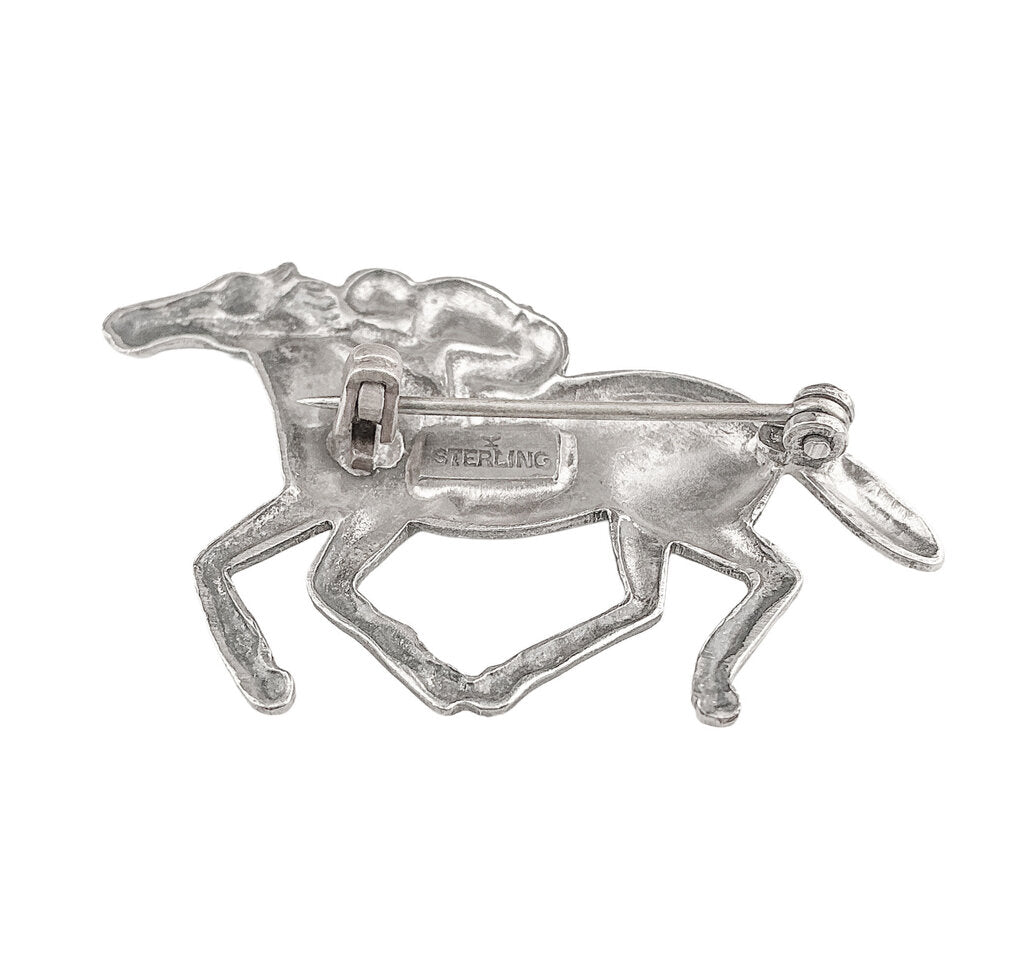 Vintage Sterling Horse & Jockey Pin