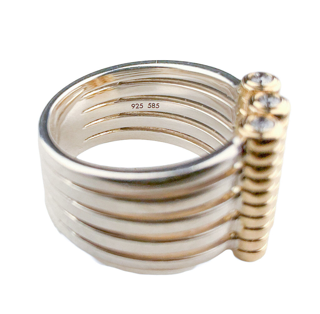 CAST 14K YG & Sterling Ring set w/ Diamonds