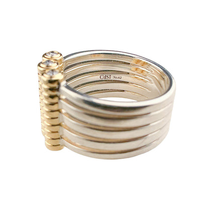 CAST 14K YG & Sterling Ring set w/ Diamonds