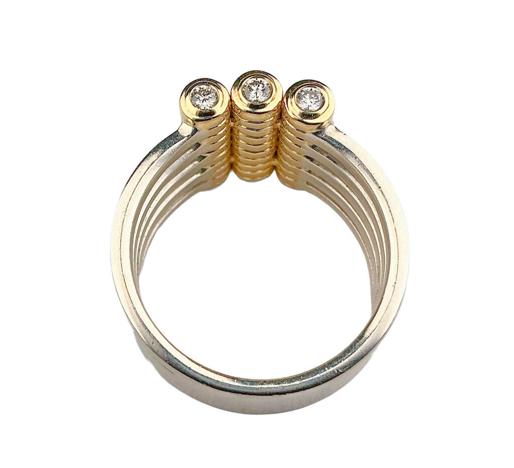 CAST 14K YG & Sterling Ring set w/ Diamonds