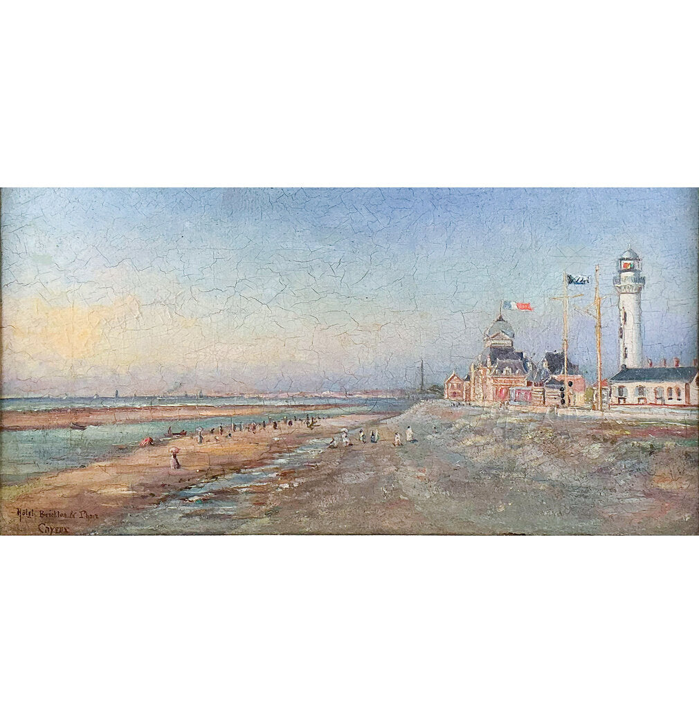 Unsigned, "Hotel Brighton & Phare, Cayeux", Oil on Canvas, 19th Century.