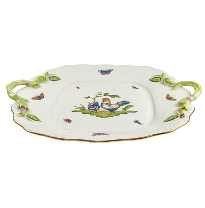 Herend Chanticleer Square Handled Cake Plate