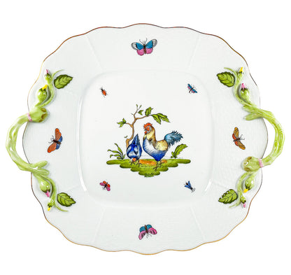 Herend Chanticleer Square Handled Cake Plate