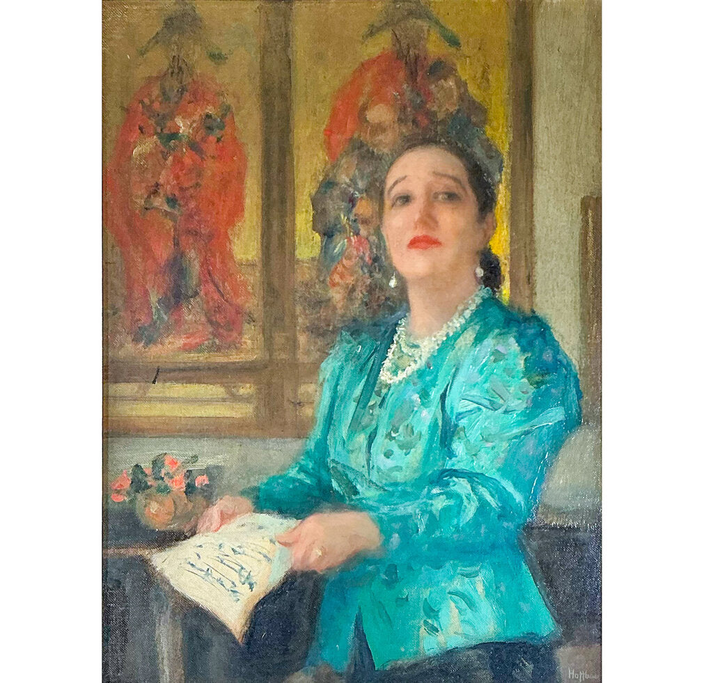 Charles Hoffbauer, "Portrait of Marguerite D'Alvarez", Oil on Canvas, 1957.