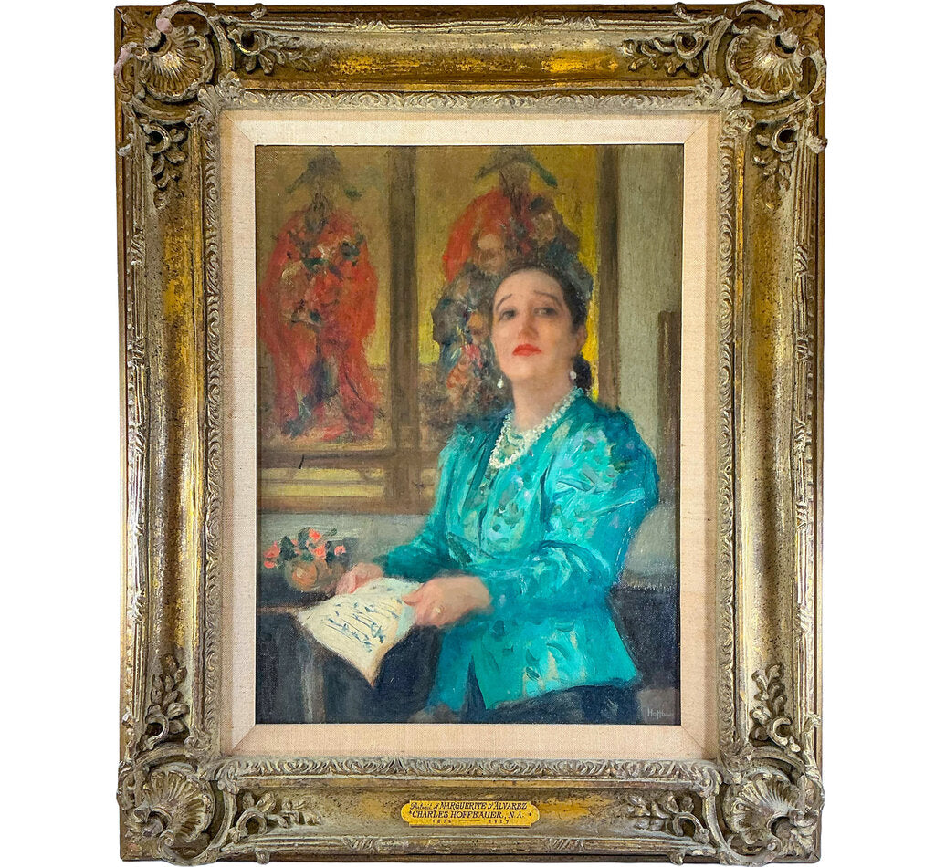 Charles Hoffbauer, "Portrait of Marguerite D'Alvarez", Oil on Canvas, 1957.