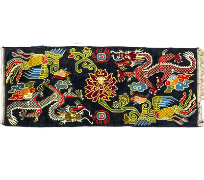 Tibetan/Chinese Style Dragon & Pheonix Wool Rug