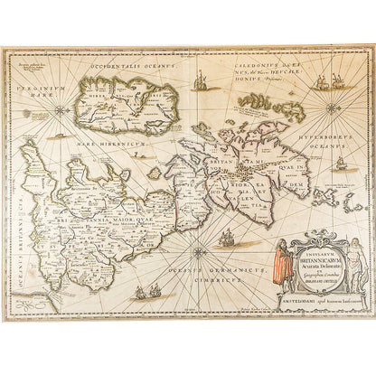 Rare 1646 Antq Map of British Isles by Jan Jansson