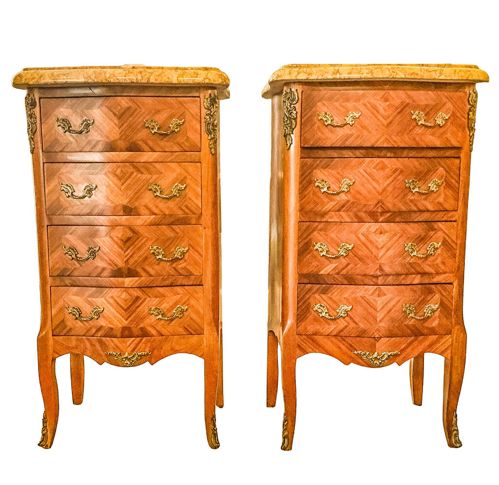 Pair of Louis XV Revival Marquetry Chests