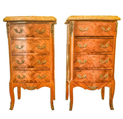 Pair of Louis XV Revival Marquetry Chests