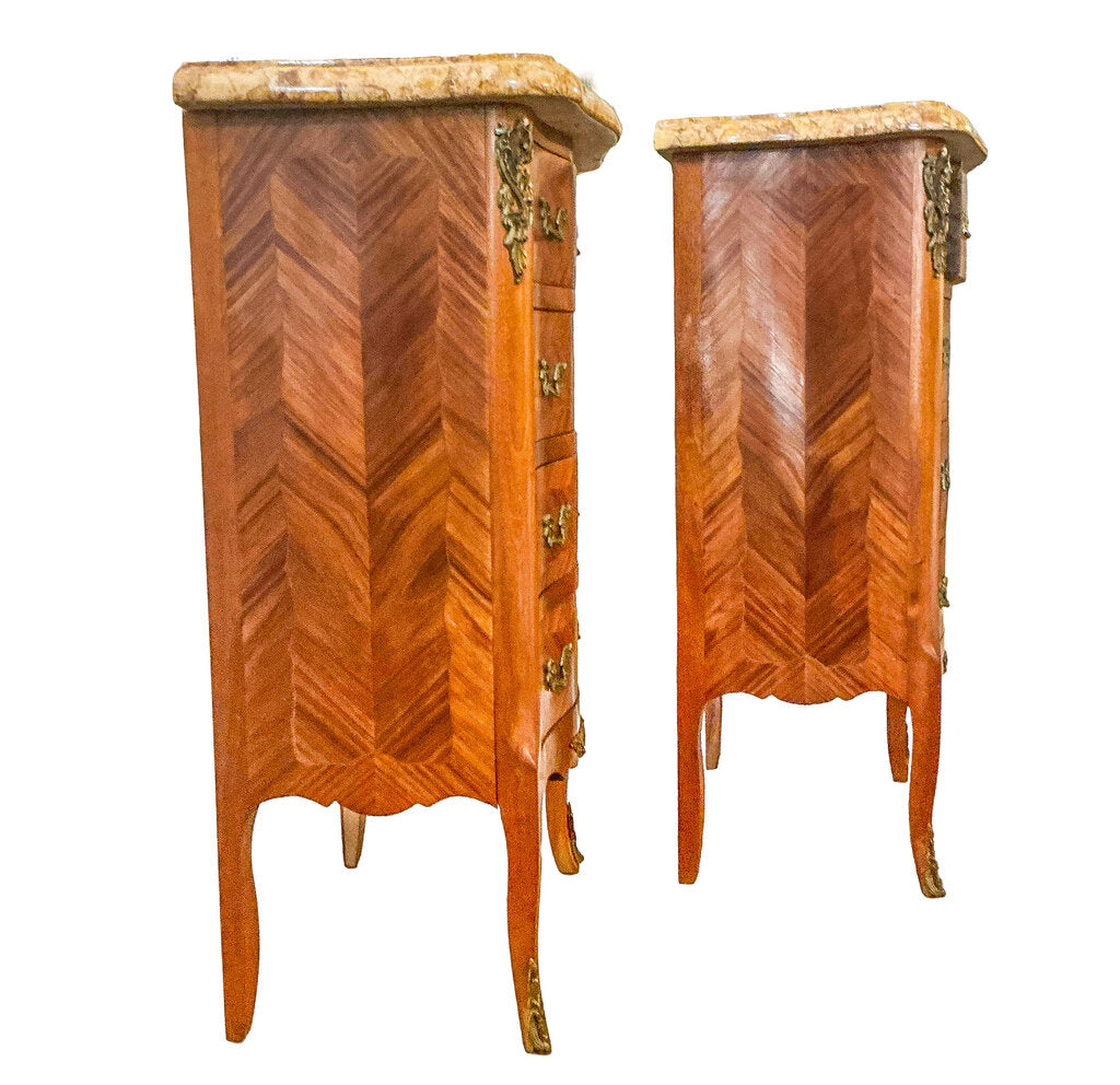Pair of Louis XV Revival Marquetry Chests
