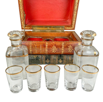 Faux Book Cave a Liqueur w/ Double Decanters