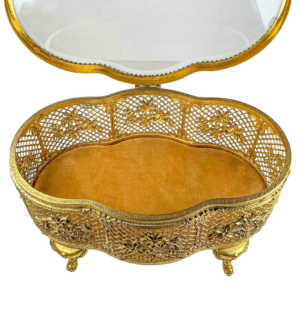 Hollywood Regency Ormolu & Glass Box