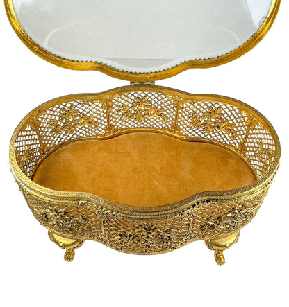 Hollywood Regency Ormolu & Glass Box