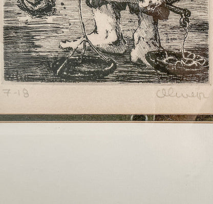 Perry Oliver, "To Pick a Fish", Signed & Numbered Etching
